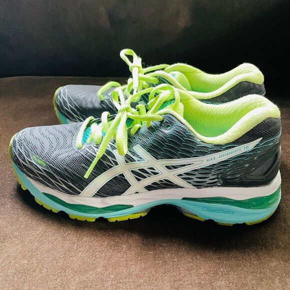 Excellent ASICS GEL NIMBUS 18 Grey Turquoise Lime Womens 7.5 US Medium 39 EUR - Picture 8 of 13